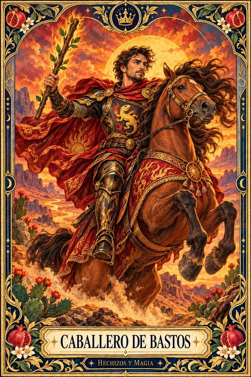 Caballero de Bastos, carta del tarot · Hechizos y Magia, Yenny Astrid Londoño