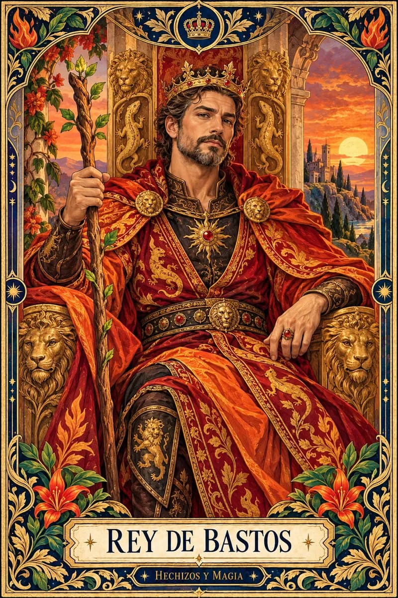 Rey de Bastos, carta del tarot · Hechizos y Magia, Yenny Astrid Londoño