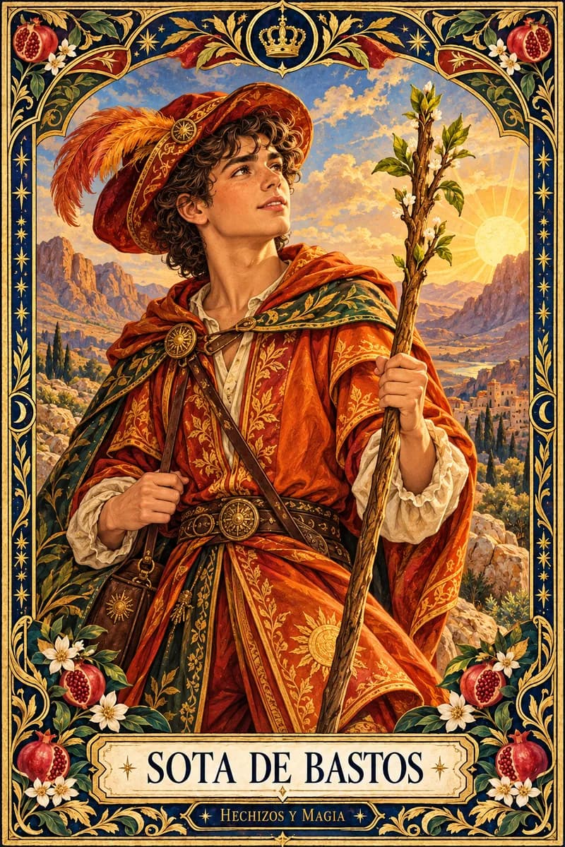 Sota de Bastos, carta del tarot · Hechizos y Magia, Yenny Astrid Londoño