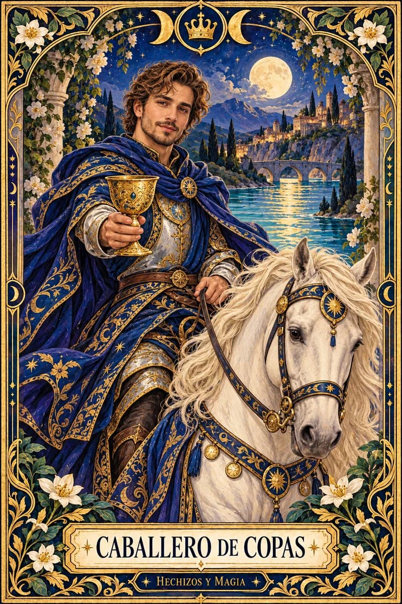 Caballero de Copas, carta del tarot · Hechizos y Magia, Yenny Astrid Londoño