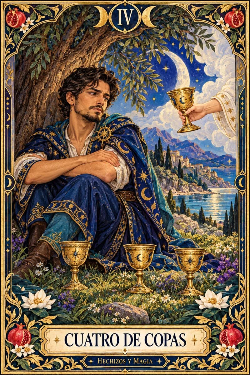 Cuatro de Copas, carta del tarot · Hechizos y Magia, Yenny Astrid Londoño