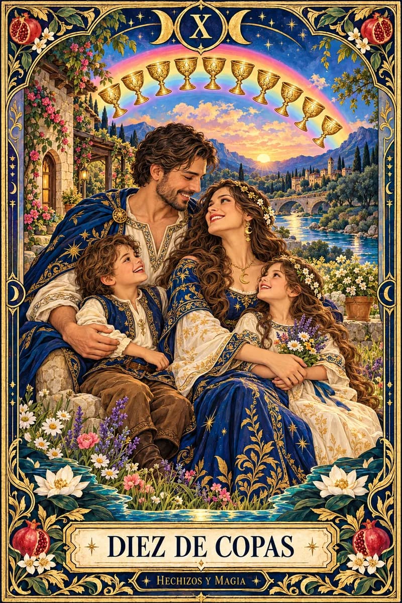 Diez de Copas, carta del tarot · Hechizos y Magia, Yenny Astrid Londoño