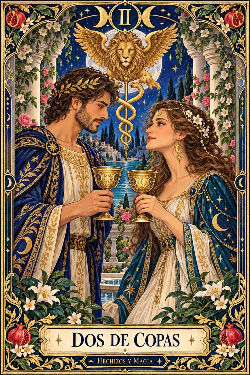 Dos de Copas, carta del tarot · Hechizos y Magia, Yenny Astrid Londoño