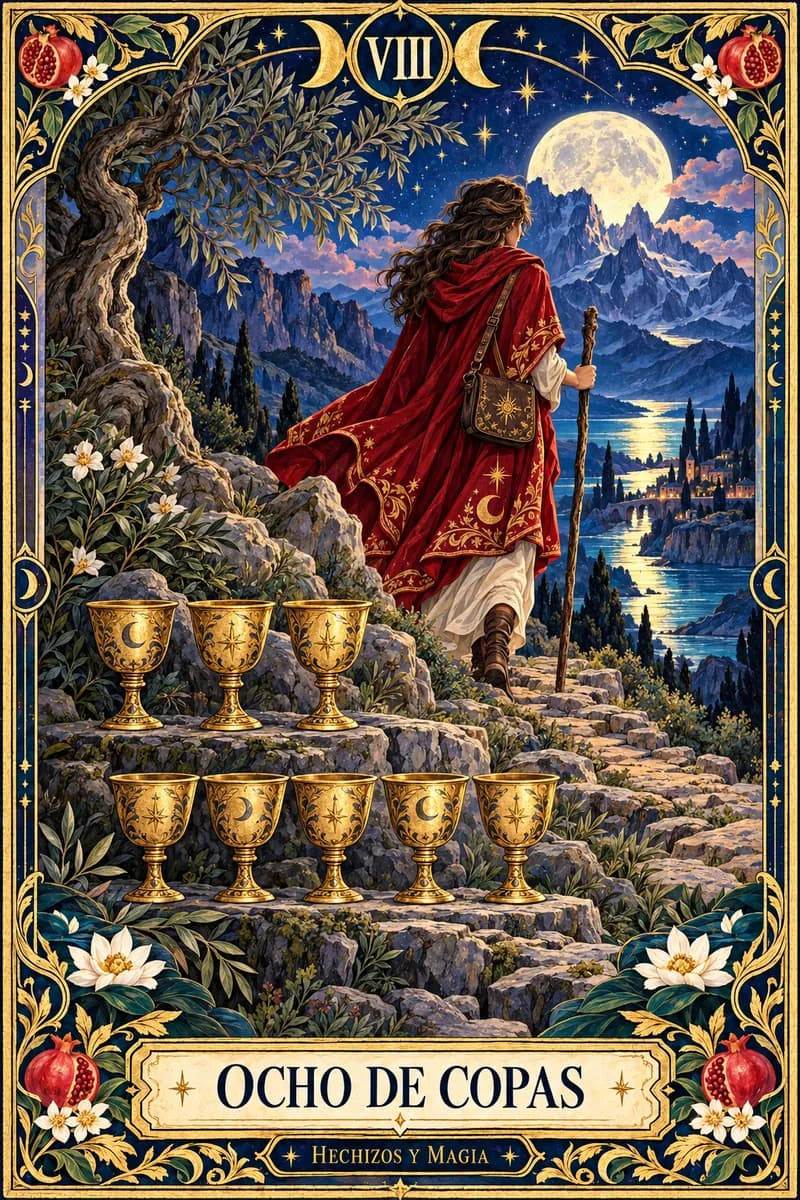 Ocho de Copas, carta del tarot · Hechizos y Magia, Yenny Astrid Londoño