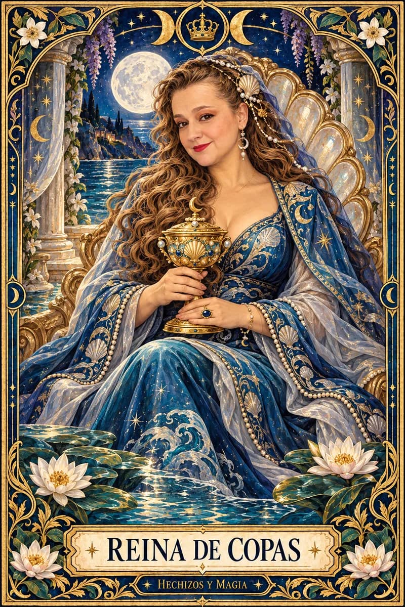 Reina de Copas, carta del tarot · Hechizos y Magia, Yenny Astrid Londoño