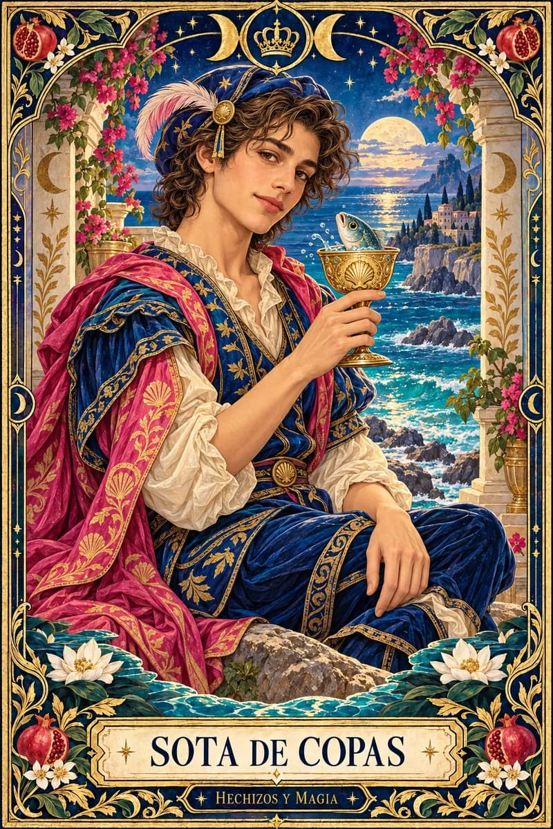 Sota de Copas, carta del tarot · Hechizos y Magia, Yenny Astrid Londoño