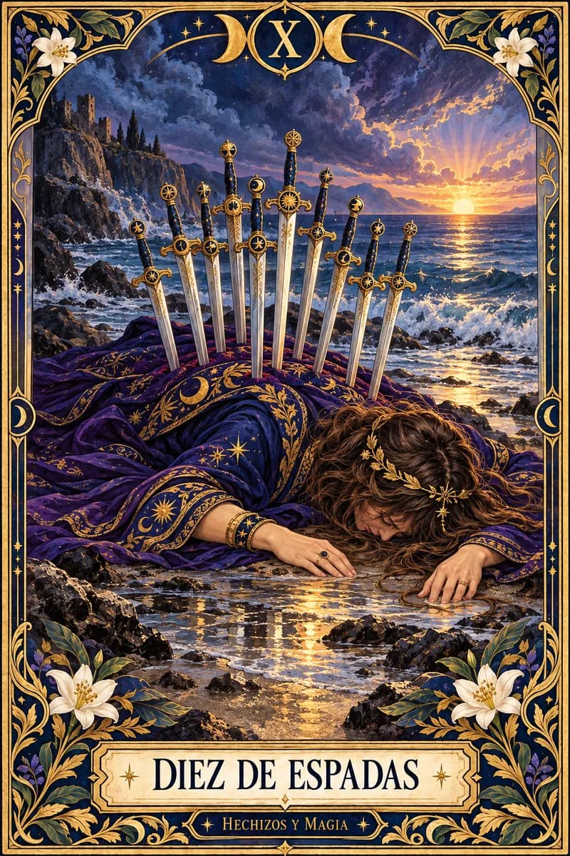 Diez de Espadas, carta del tarot · Hechizos y Magia, Yenny Astrid Londoño