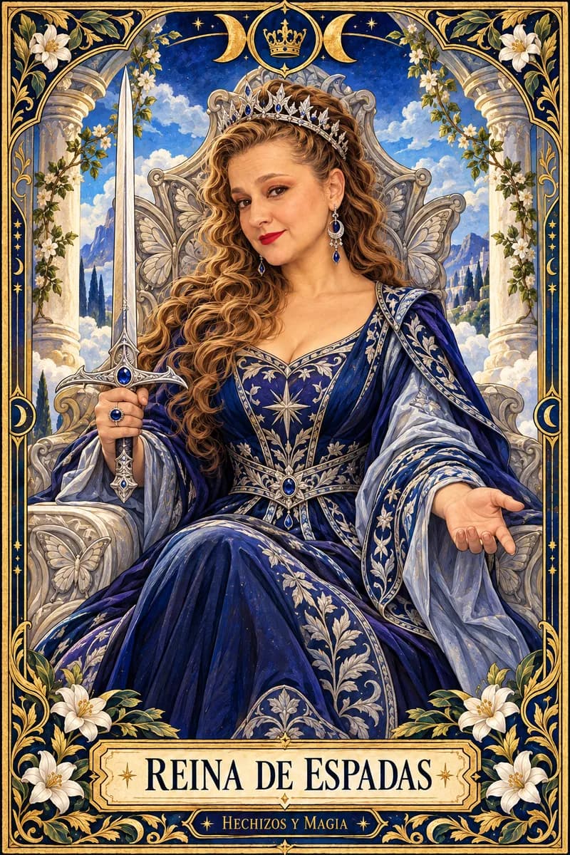 Reina de Espadas, carta del tarot · Hechizos y Magia, Yenny Astrid Londoño
