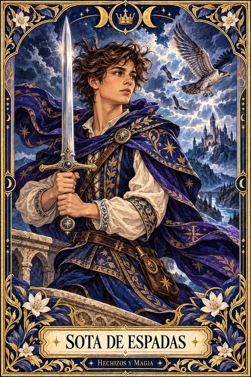 Sota de Espadas, carta del tarot · Hechizos y Magia, Yenny Astrid Londoño