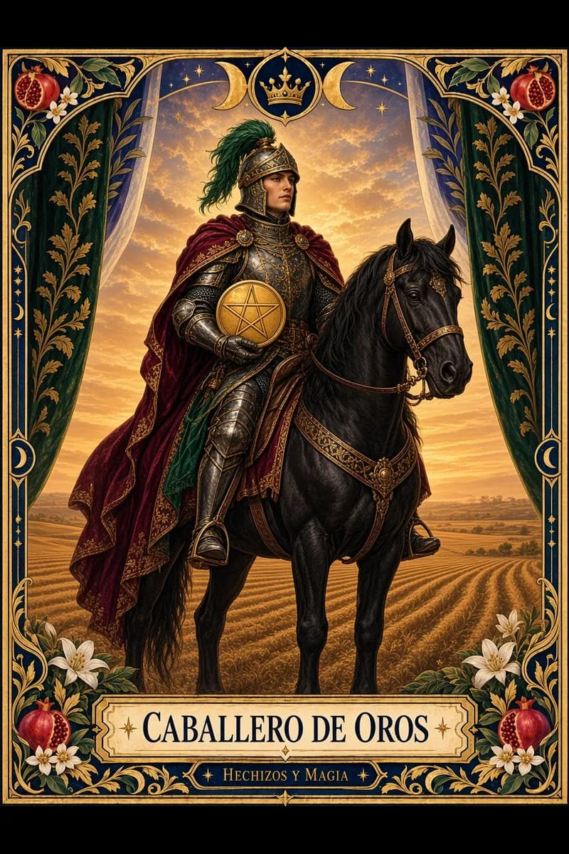 Caballero de Oros, carta del tarot · Hechizos y Magia, Yenny Astrid Londoño