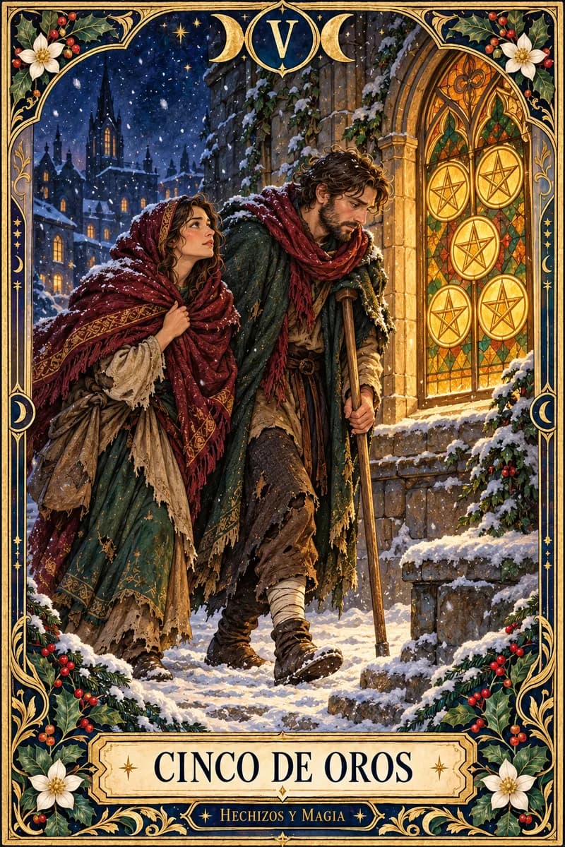 Cinco de Oros, carta del tarot · Hechizos y Magia, Yenny Astrid Londoño