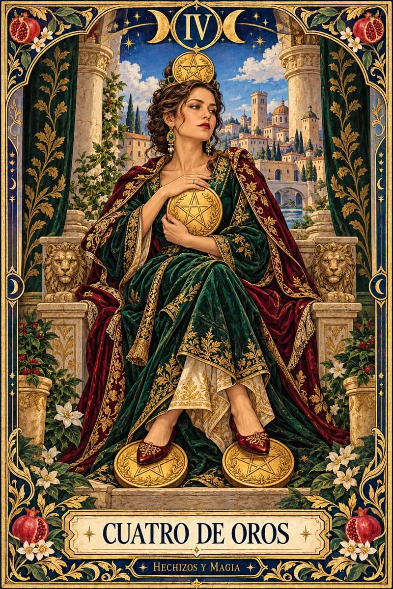 Cuatro de Oros, carta del tarot · Hechizos y Magia, Yenny Astrid Londoño