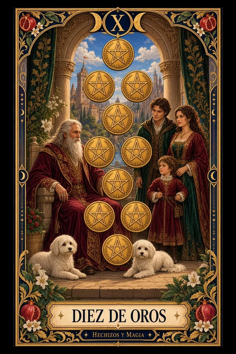 Diez de Oros, carta del tarot · Hechizos y Magia, Yenny Astrid Londoño