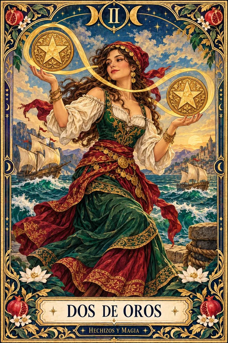 Dos de Oros, carta del tarot · Hechizos y Magia, Yenny Astrid Londoño