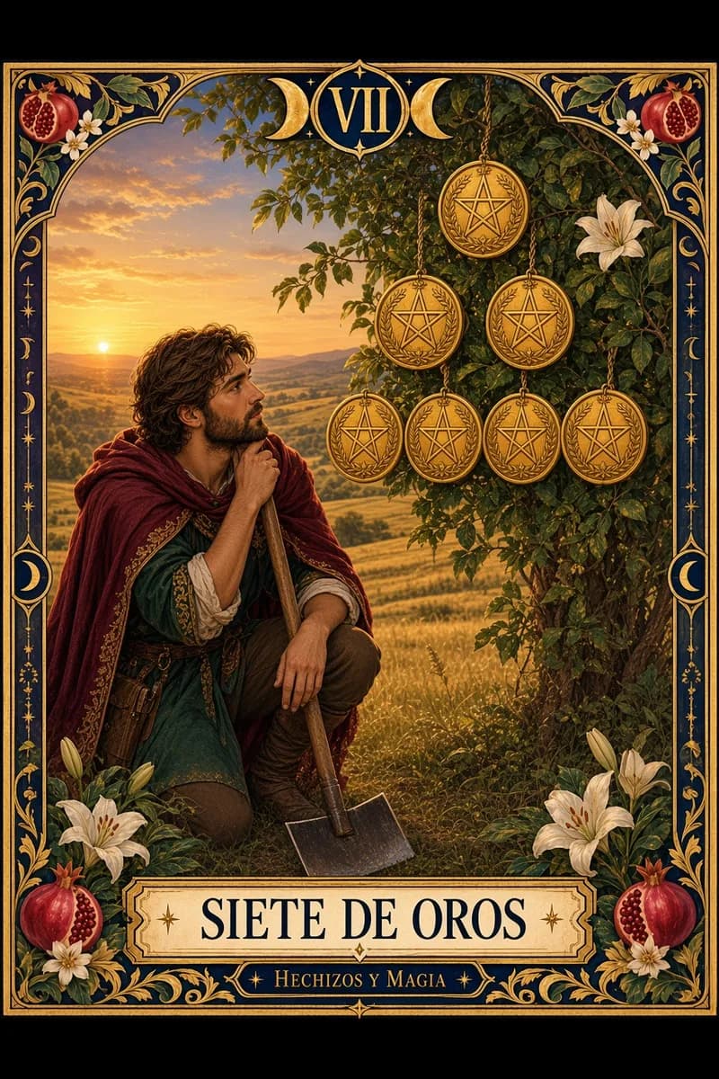 Siete de Oros, carta del tarot · Hechizos y Magia, Yenny Astrid Londoño