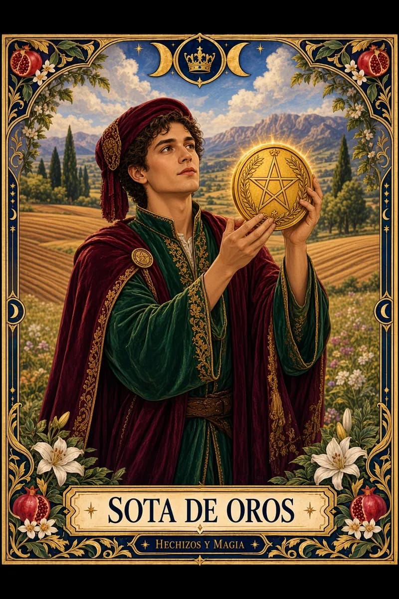 Sota de Oros, carta del tarot · Hechizos y Magia, Yenny Astrid Londoño