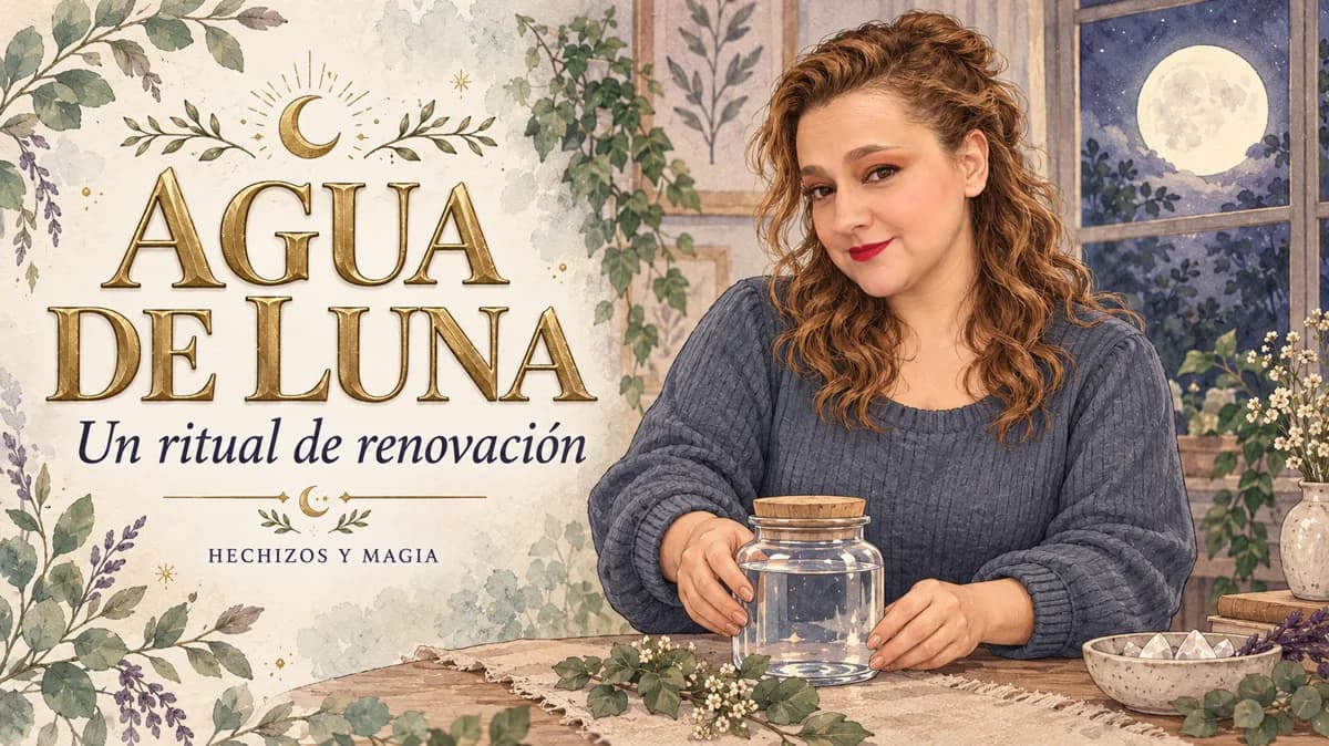 Portada de «Agua de luna: cómo preparar un símbolo de renovación y usarlo con cuidado» · Hechizos y Magia, Yenny Astrid Londoño