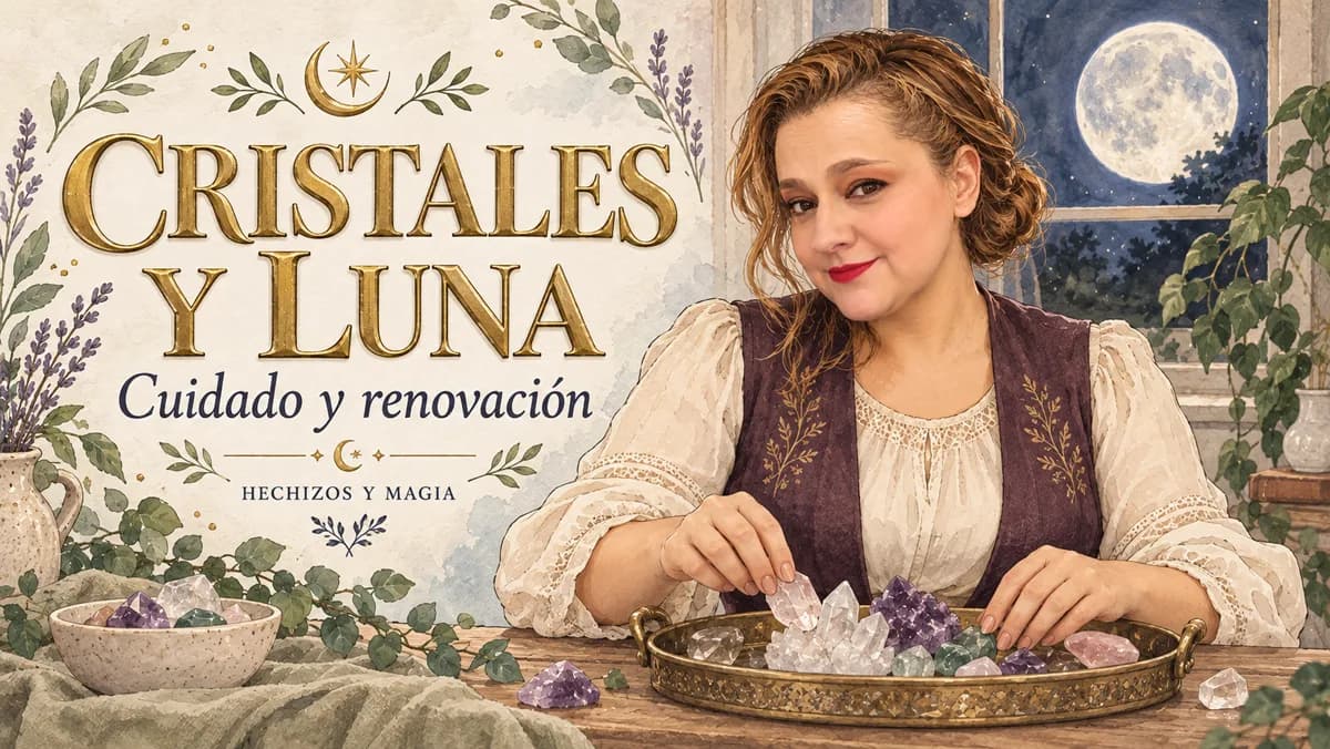 Portada de «Cómo limpiar tus cristales con la luna llena sin dañarlos» · Hechizos y Magia, Yenny Astrid Londoño