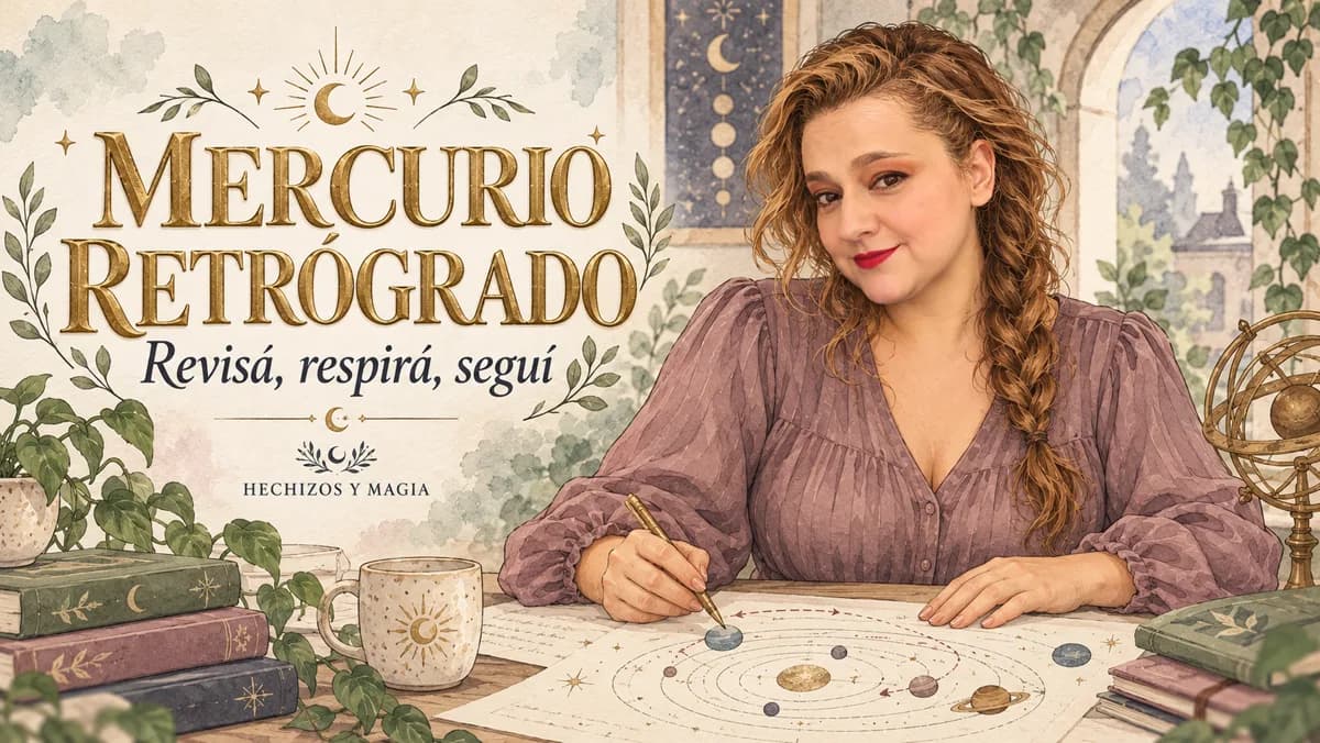 Portada de «Mercurio retrógrado: qué hacer y qué evitar sin poner tu vida en pausa» · Hechizos y Magia, Yenny Astrid Londoño