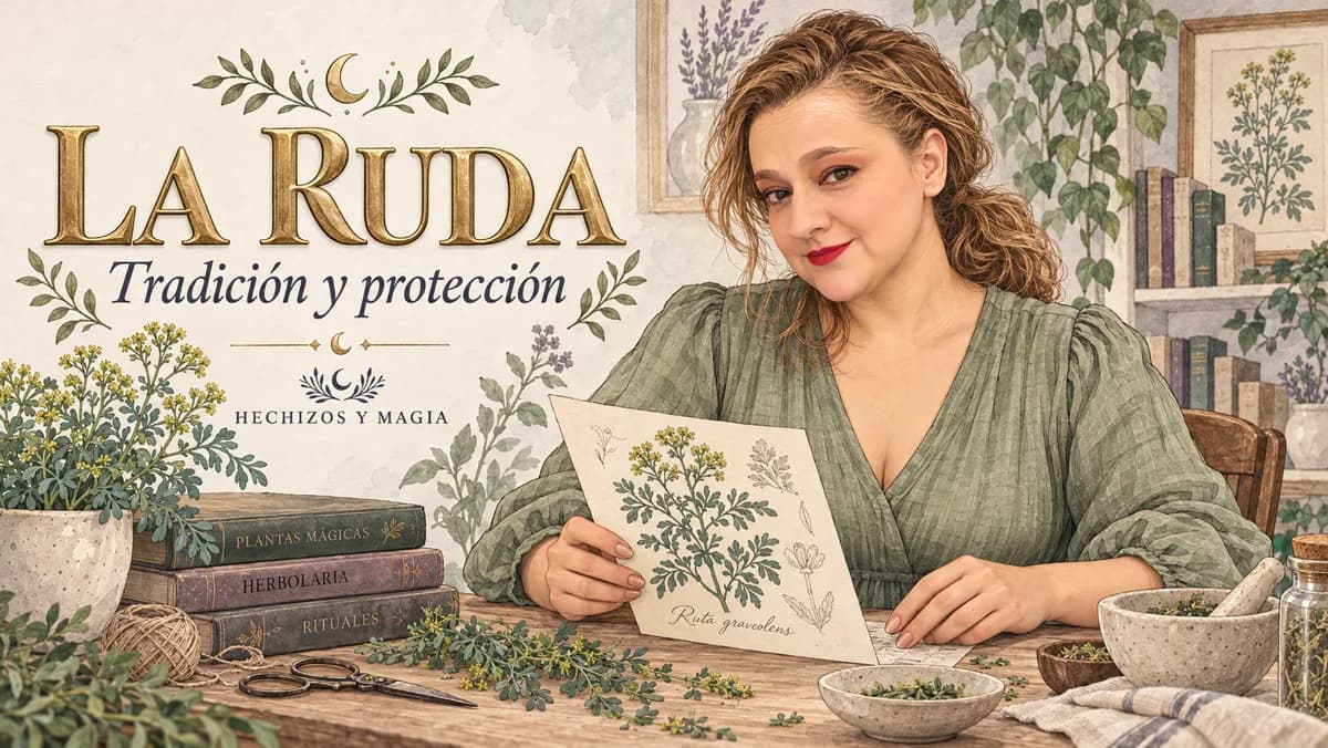 Portada de «Propiedades mágicas de la ruda: tradición, protección y cuidados» · Hechizos y Magia, Yenny Astrid Londoño
