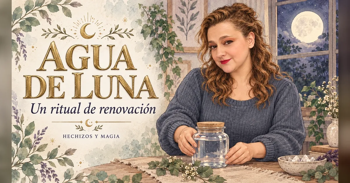 Portada de «Agua de luna: cómo preparar un símbolo de renovación y usarlo con cuidado» · Hechizos y Magia, Yenny Astrid Londoño