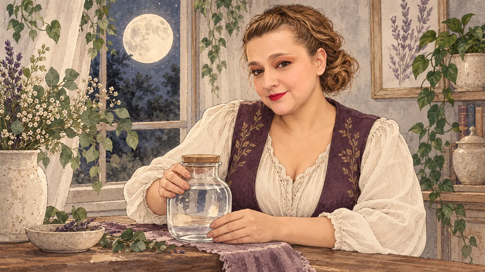 Yenny prepara un recipiente junto a la ventana · Hechizos y Magia, Yenny Astrid Londoño