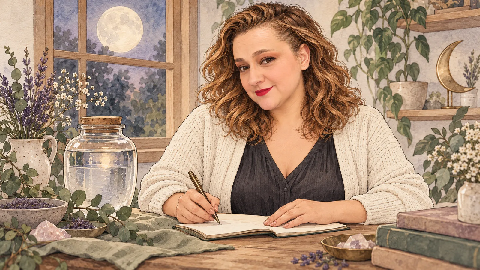 Yenny en un rincón de ritual lunar · Hechizos y Magia, Yenny Astrid Londoño