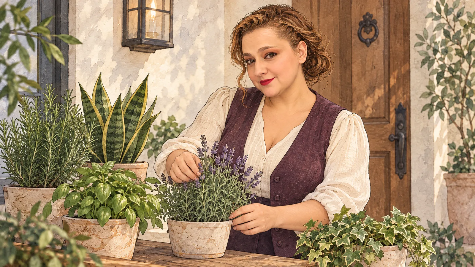 Yenny organiza plantas en la entrada · Hechizos y Magia, Yenny Astrid Londoño
