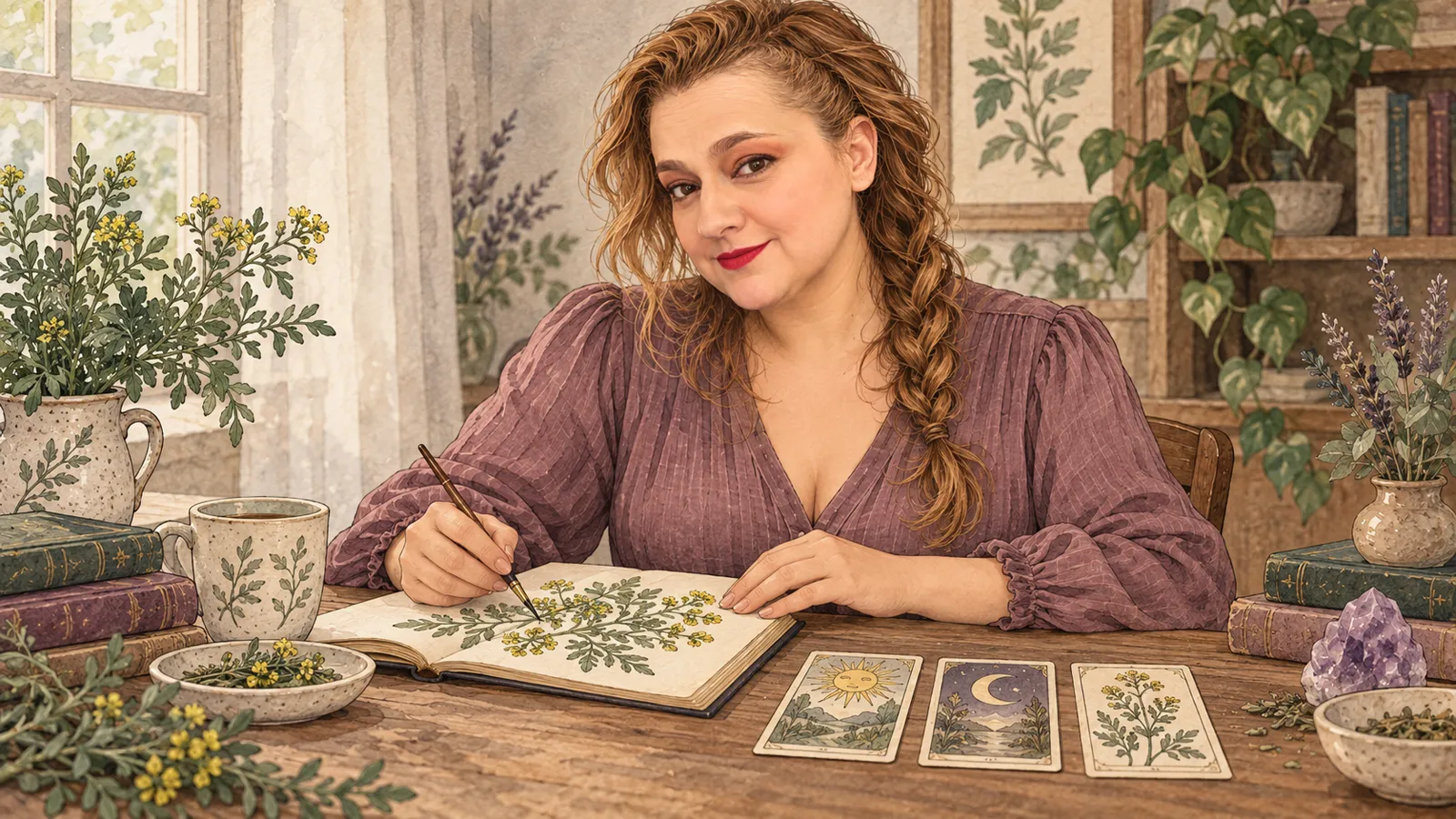 Yenny junto a una planta de ruda · Hechizos y Magia, Yenny Astrid Londoño