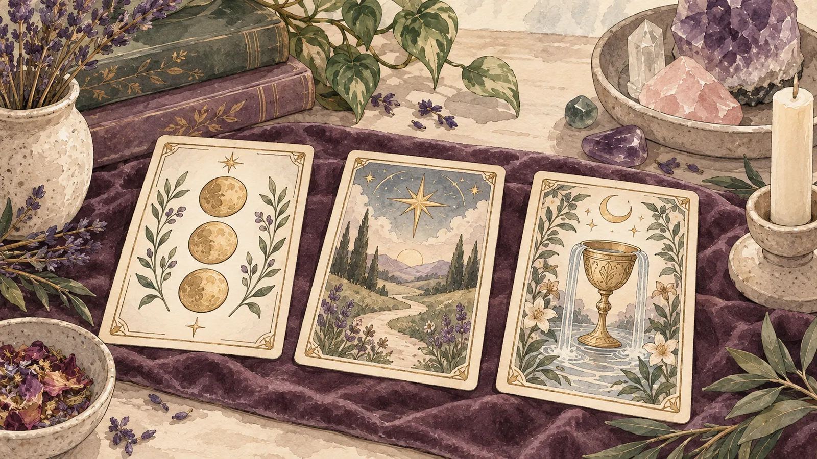 Carta de palos y carta con escena · Hechizos y Magia, Yenny Astrid Londoño