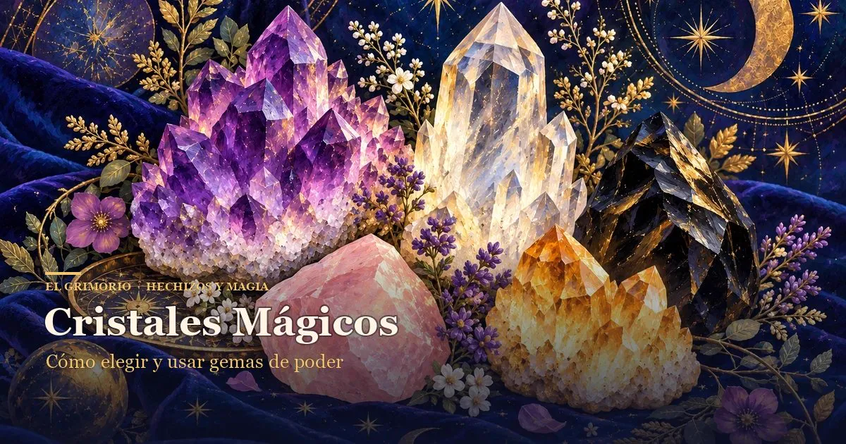 Portada de «Cristales Mágicos: Guía para Elegir y Usar Gemas de Poder» · Hechizos y Magia, Yenny Astrid Londoño