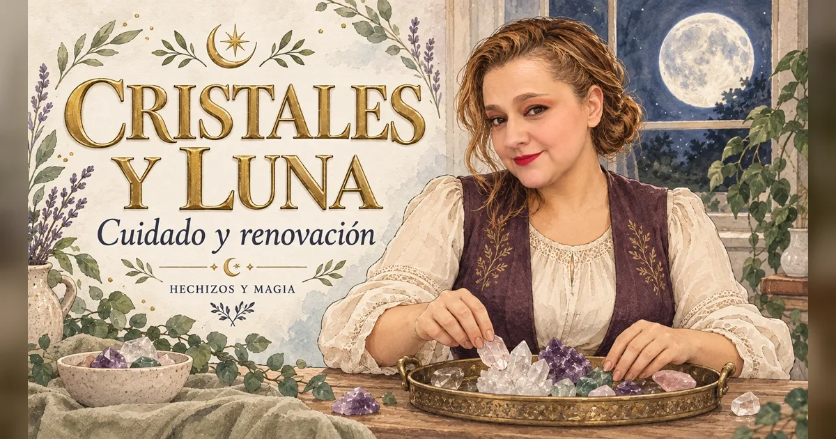 Portada de «Cómo limpiar tus cristales con la luna llena sin dañarlos» · Hechizos y Magia, Yenny Astrid Londoño