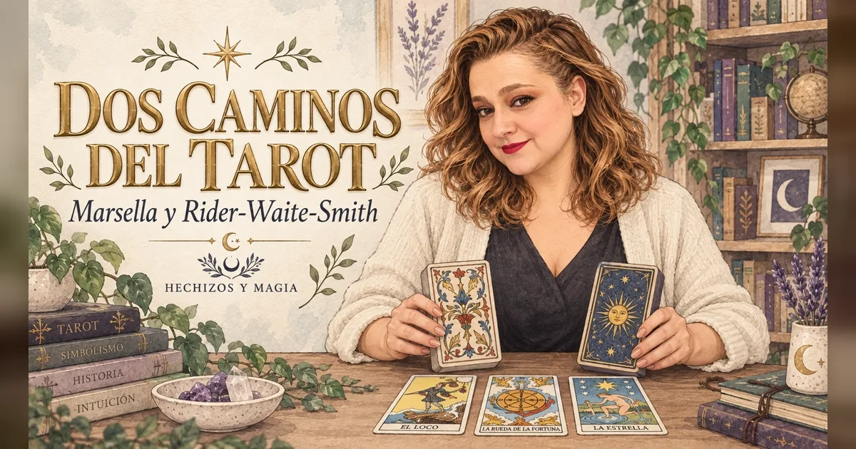 Portada de «Tarot de Marsella y Rider-Waite-Smith: diferencias y cuál elegir para empezar» · Hechizos y Magia, Yenny Astrid Londoño