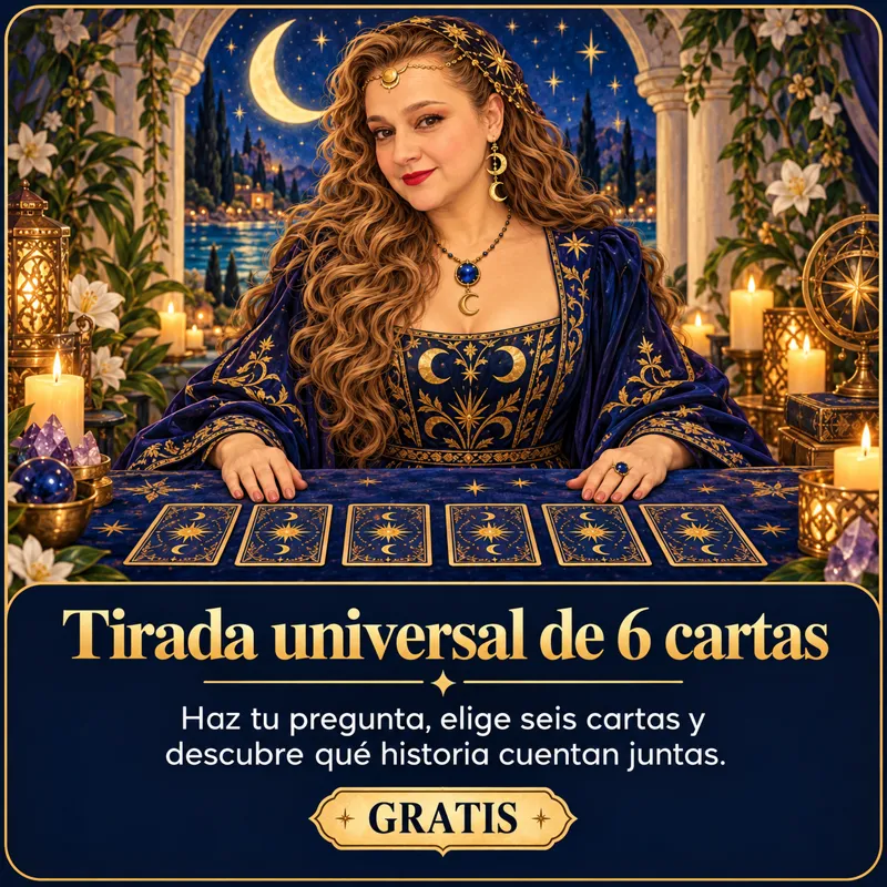 Tirada Universal de 6 Cartas: Haz tu pregunta, escoge seis cartas del mazo y descubre qué historia cuentan juntas. Gratis. · Hechizos y Magia, Yenny Astrid Londoño
